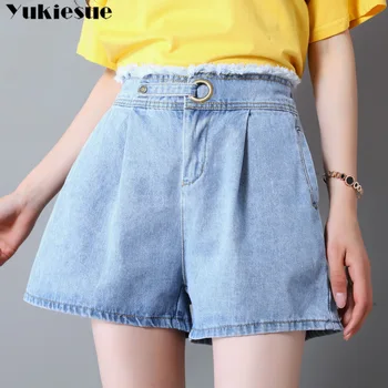 Vintage Cintura Alta Shorts Jeans Clássico Estilo Coreano Ampla Perna Curta O Verão Casual Senhoras Shorts Jeans Mujer Quente Curto Panelas Mulheres