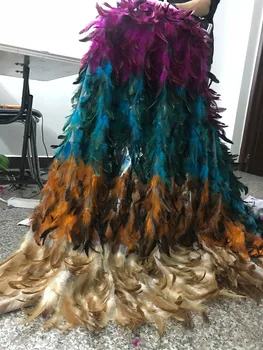 Pena laço de tecido de cor púrpura 2018 alta qualidade nigeriano rendas rendas artesanais de tecido de tule de renda BC136