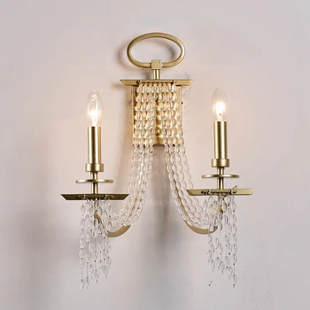 Fringe designer lâmpada de parede esferas de cristal candeeiro de parede de Champanhe de luxo ouro iluminação de cabeceira de luxo espelho de parede luz para o hotel