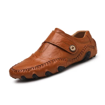 Homens casual um pé genuíno calçados masculinos de couro de Alta qualidade calçado de exterior Condução sapatos