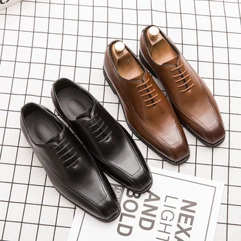 2019 a primavera e o outono marca homens sapatos de couro Derby sapatos de negócios Oxford laço social genuína sapatos de homem de grande tamanho 48