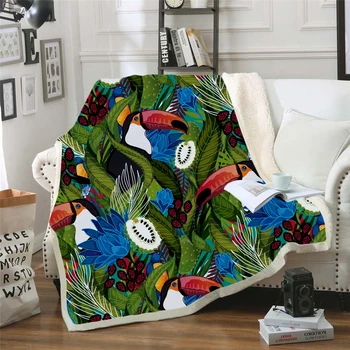 Colorido Papagaio Brid Cobertor de Impressão 3D Sherpa um Cobertor na Cama da Menina das Crianças Flor de Têxteis para o Lar Sonho de Estilo de 03