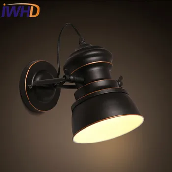 IWHD Loft Vintage Industrial lâmpada de Parede Ajustável do Ângulo de Ferro da Parede do DIODO emissor de Luz para Baixo da Escada Quarto Wanglamp Iluminação Home
