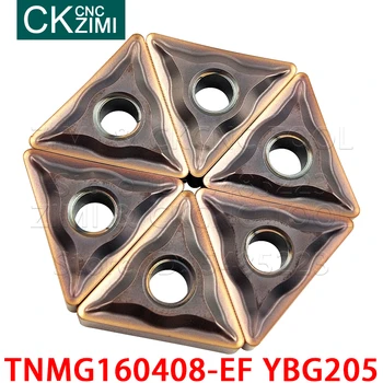 10PC TNMG160408-EF YBG205 TNMG 160408 EF YBG205 Pastilhas de metal duro Ferramentas de Torneamento Externo de torno CNC, Ferramenta de corte Para o aço inoxidável