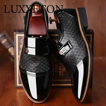 Homens Sapatos de Couro, Vestido Casual Clássico da Moda de Luxo resistente ao Desgaste antiderrapante Cor Sólida