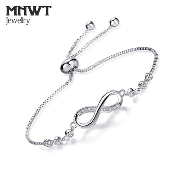 MNWT elo da Cadeia Infinito Bracelete da forma para as Mulheres Com Pedras de Cristal Pulseiras Número 8-em forma de Braceletes de Encantos Meninas Jóias