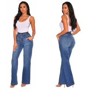 Namorado calça Jeans Reta para Mulheres flexões de Perna Larga Azul Denim, Calças de Cintura Alta Calças de Itens de Venda 2021 Outono Gratuito de Transporte