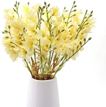 2 Buquê de Flores Artificiais Queda Decoração de Inverno de Jasmim, Flor de Falso Forsythia com Hastes de Arranjos para Mesa de Cozinha