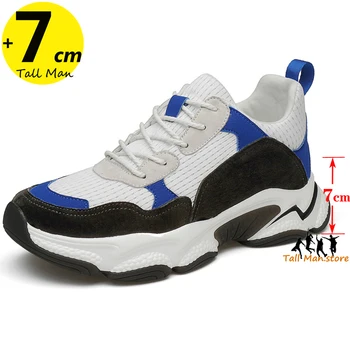 Homem de Esportes de Tênis Elevador Pastilhas para Homens e Mulheres Elevador Sapatos Aumento da Altura Palmilha 7cm de Lazer da Moda
