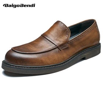 US6-10 Britânico Slip-on All-correspondência Primavera, masculina Casual Sapatos de Couro de Lazer Homem Macio Causl de Verão de Sapatos