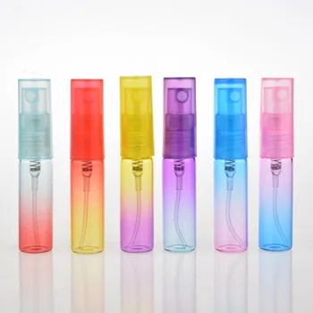 4ml Tubular Perfume Garrafa Reutilizável Spray de Plástico Bomba de Loção Exemplo de Viajar Frasco de Gradação de Cor embalagens de Cosméticos Frasco