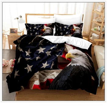 Bandeira americana Eagle Conjunto de roupa de Cama de Luxo, Capa de Edredão Conjunto de roupa de cama Macia E Fronha Queen Size, 2/3pcs Cama Conjuntos de Têxteis Lar
