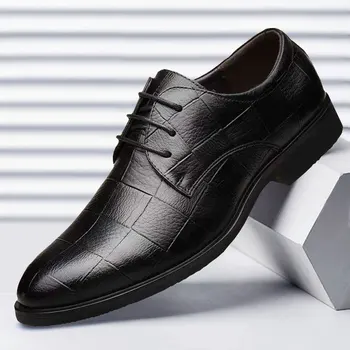 Os homens do Couro de Alta Qualidade Sapatos dos Homens de Moda de Trabalho Sapatos de Couro Genuíno Homens de Negócios de Calçados Casuais Televisão de Homens Condução Sapatos