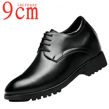 Homens Interior Aumento Sapatos de 9cm de Altura Crescente Sapato Escritório de Negócios Casual Elevador Formal Invisível de Couro Sapatos de Casamento Sapatos