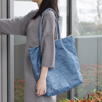 O coreano Simples Retro Bolsa de Papel de embrulho de Lona Feminino Bolsa Casual Velho Dobra DuPont de Papel Saco de Ombro bolsas e bolsas mochilas