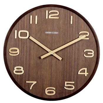 Não Reflexiva de 14 Polegadas, Design Simples de Bambu Relógio de Parede, Relógios de Assistir Saat Criativo Sala de Estudo Barra de Tempo de Relógio de Parede Sem vidro