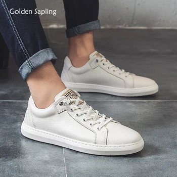 Ouro Rebento de Branco, Sapatos de Couro Genuíno Flats Moda masculina Casual Sapatos Respirável Condução Sapato Clássico Homens de Lazer Loafer