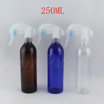 250ML Rodada do Ombro Garrafa de Plástico Com Spray de Gatilho da Bomba , 250CC Água / Toner Sub-engarrafamento , Vazio Cosmético