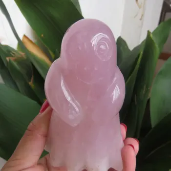 344g Fantástica , Super-Realista , Natural Quartzo Rosa Cristal Esculpido Espírito Escultura de Reiki Meditação de Cura Presente de natal
