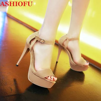ASHIOFU Atacado Imagens Reais de Mulheres 12cm de Salto Alto Sandálias de Festa Sexy Baile de Verão, Sapatos da Noite do Clube da Moda de Sandálias Sapatos