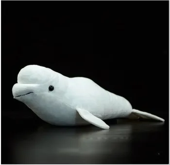 Frete Grátis Realistas Baleia Branca Recheado De Pelúcia Brinquedo Macio Macio Vida Real Oceano Animal Boneca Para Crianças De Aniversário Do Bebê