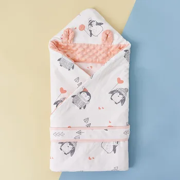 Bebê recém-nascido Consolador Swaddle Wrapper Cobertor de Veludo de Algodão de 0-12 Meses 95*95 cm Quatro Estações