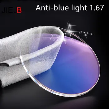 JIE.B anti-a luz azul índice de refração de 1,67 prescrição de lentes de resina miopia leitura óculos de proteção contra radiação televisão lente
