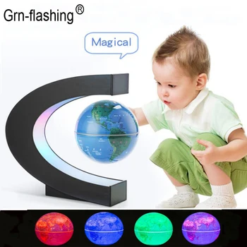 3D Imã Flutuante de Levitação Globo Rotação Automática do Mapa do Mundo do Bola Colorida Luz da Noite para o Bebê Criança Presente de Aniversário Decoração de Escritório