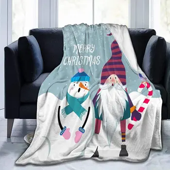 Boneco de neve do natal e do Gnome Férias de Inverno Jogar Cobertor Macio Leve de Flanela de Lã Manta para Sofá-Cama de Acampamento de Viagens