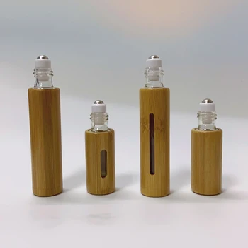 5ml 10ml Vazio Óleo Essencial de Recipientes de Bambu Natural Perfume de Fragrância de Cheiro de Rolos de Aço Bola de Garrafas para a Casa de Viagens, Salão de beleza