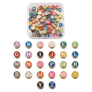 1Box Colorido Liga de Esmalte Espaçador Esferas Número de Carta de Contas Oval Alfabeto Miçangas Para Fazer Jóias DIY Artesanal Acessórios