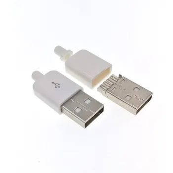 100Sets de Branco DIY USB 2.0 A Macho Montagem do Conector do Adaptador de Tomada
