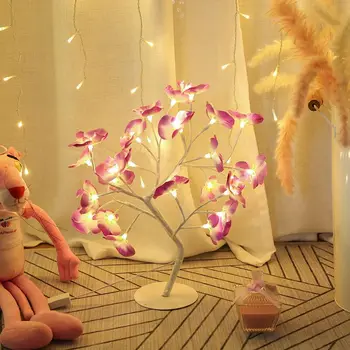 60cm LED Simulação de Orquídeas Ramo Luzes 24 Lâmpadas de Árvore de noite na Mesa de Luz Luz para a Casa o Natal, Festa de Casamento ao ar livre/Indoor