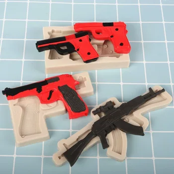 O molde do bolo de simulação de pistola modelo de molde de silicone, a decoração do Bolo fondant molde de silicone de DIY ferramentas de cozimento