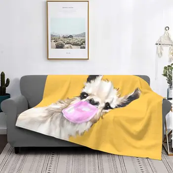 Manta de lã de Lhama de goma de mascar, uma colcha cuadros para cama, sofá, manta de Piquenique, toalla de playa de lujo