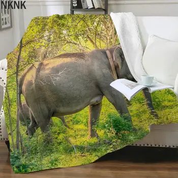 NKNK Elefante Cobertores de Animais Colcha Para Cama de Árvores Cobertores Para Camas Paisagem de Impressão 3D Sherpa Cobertor Novo de Alta Qualidade para Adultos