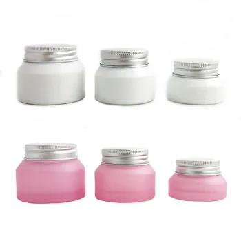 6 x 15 G 30 g 50 g de Vidro de Creme Frascos de Beleza Profissional-de-Rosa Branca Recipiente de Cuidados com a Pele Embalagens pote com Parafuso de Alumínio de Prata Tampa