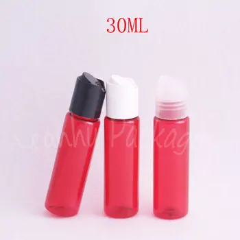 30ML Plano Vermelho Ombro Garrafa de Plástico , 30CC Vazio Cosmético , Loções / Shampoo Embalagem Frasco ( 100 PC/Lote )