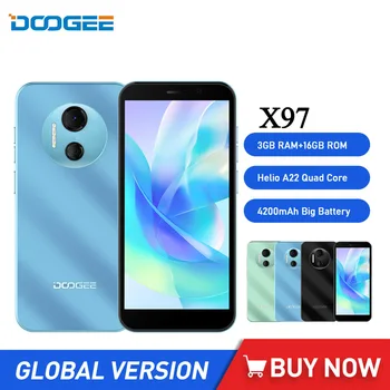 DOOGEE X97 6.0 Polegadas HD Smartphone Helio A22 Quad Core Telefone Móvel 3GB+16GB Android 12 de Celular 4200mAh Câmera de 8MP Traseira