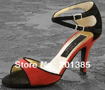 Senhoras Sexy Vermelho e Preto de Veludo LATIM Sapatos de Dança de Salão Sapatos de Salsa, Tango Bachata Sapatos