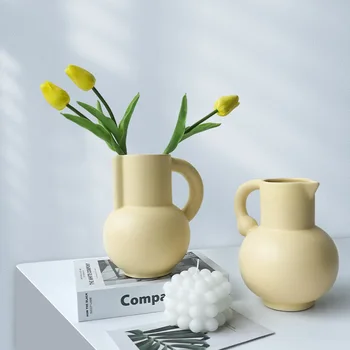 Francês Identificador de Vaso Leite pote Retro Vaso Decoração de Casa Vaso de Cerâmica Café com Leite, Pote de Adereços Foto de Decoração de área de Trabalho Vaso
