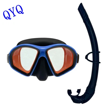 QYQ Moda Máscara de Mergulho Com Galvanizados Cor de Ferro Lente de Vidro Temperado Ambientalmente amigável gel de sílica tubo de ventilação