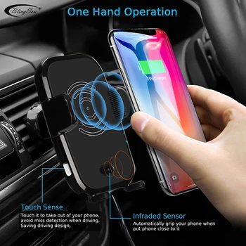 Qi Carregador sem Fio Para iPhone 11 Pro XS Max 10w Rápido Sem Carregamento sem Fio de Carregador de Carro Para o Telefone Inteligente Móvel Titular Stand