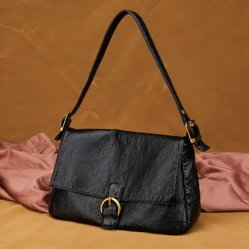Alta qualidade lavado bolsas de couro de luxo designer saco de ombro clássico confortável messenger bag 2020 inverno fêmea nova saco