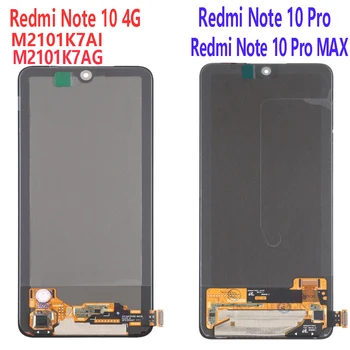 AMOLED Para Xiaomi Redmi Nota 10 Pro Max Tela LCD Touch screen Digitalizador Para Redmi Nota 10 M2101K7AI M2101K7AG LCD