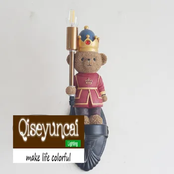Qiseyuncai Crianças da sala Inglaterra soldado urso legião lâmpada de parede de menino quarto de menina suave iluminação da decoração frete grátis