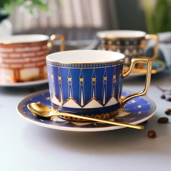 Luxo Xícara de Café e Pires de café Expresso Inquebrável Porcelana Cerâmica Xícara de Chá de Definir o Japão Chavenas De Café, material de Cozinha QAB50BZ