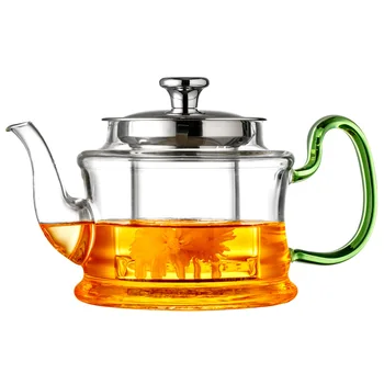 Resistente ao calor de vidro transparente de chá de panela espessamento de vidro a tampa em aço Inoxidável com built-in de chá de drenagem bebida, suco de pote