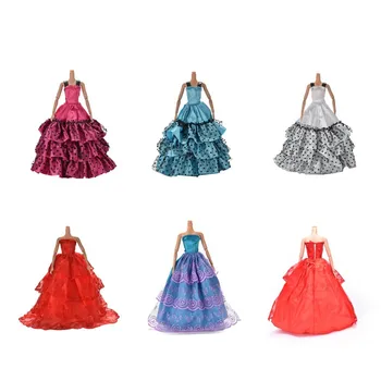 1Pcs 2021 Elegante Multi Camadas de Casamento Vestido de Renda Para a Boneca de Luxo Floral Vestido da Boneca Roupas Roupas de Bonecas Chapéu Acessórios Novos