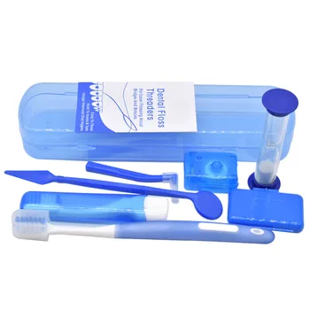 7PCS/Set Oral Care Kit de Escova Interdental Portátil Viagem Escova Ortodôntica Espelho Dental Cera Fio de Tração da Linha de Ampulheta